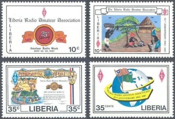 Liberia 1987 25th Anniversary of the Amateur Radio Association Stamps Liberia 1987 25th Anniversary of the Amateur Radio Association Stamps